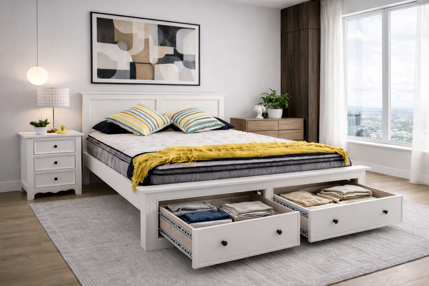 Harbour (AUSSIE MADE) Queen 4 Piece Tallboy Bedroom Suite - White