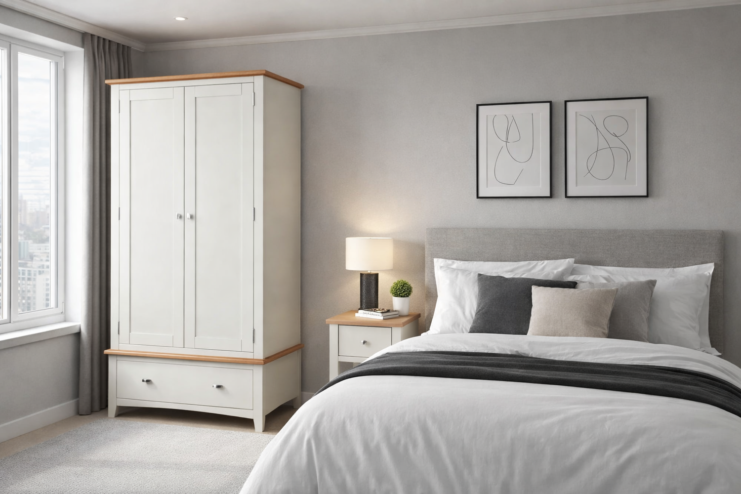 Emmett (AUSSIE MADE) 2 Door / 1 Drawer Wardrobe Collection - Tassie Oak Combination - Assorted Painted / Stained Colours