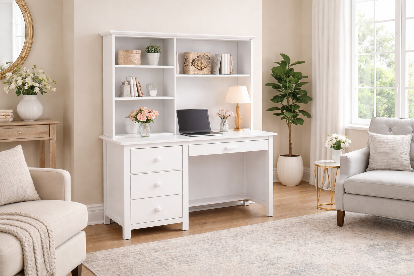 Kado (AUSSIE MADE) 3 Drawer Desk + Hutch (REVERSIBLE) - Assorted Painted Colours