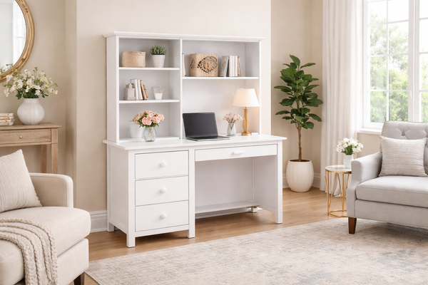 Kado (AUSSIE MADE) 3 Drawer Desk + Hutch (REVERSIBLE) - Assorted Painted Colours