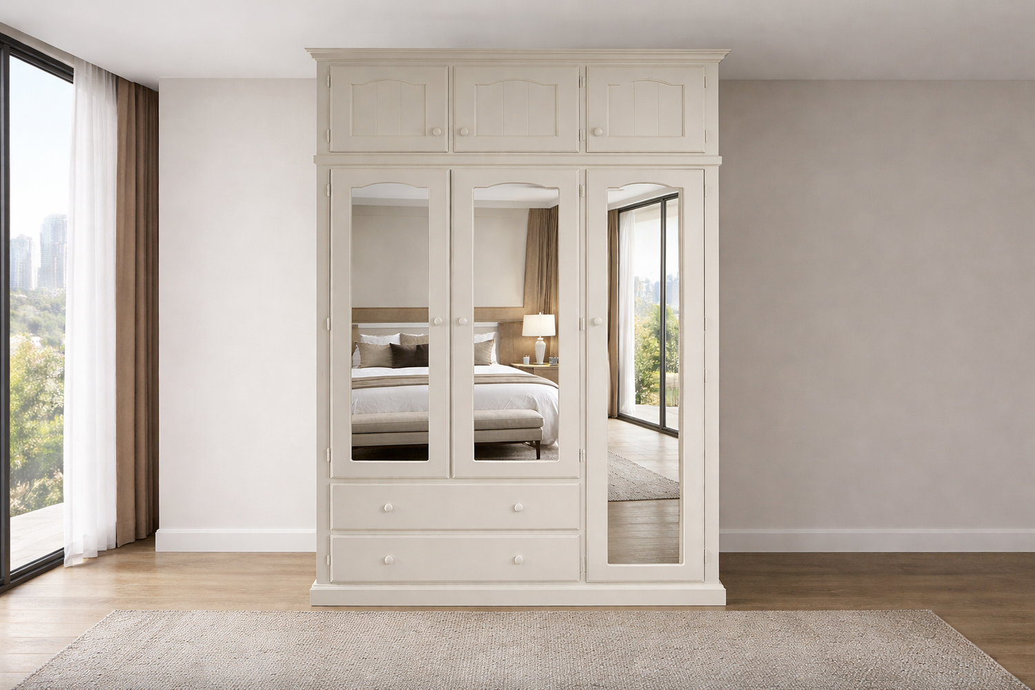 Joburg (AUSSIE MADE) Timber 3 Door Wardrobe Combo With 3 Door Top Box Collection - Assorted Painted Colours