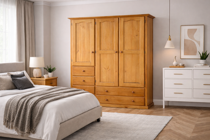 Mudgee (AUSSIE MADE) Utility Wardrobe With 3 Doors & 6 Drawers - Assorted Stained Colours