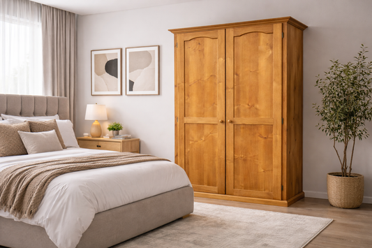 Mudgee (AUSSIE MADE) 2 Door All Hanging With Hat Rack Wardrobe Collection - Assorted Stained Colours