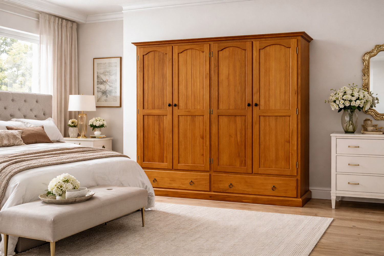 Clio (AUSSIE MADE) Door Wardrobe With 2 Drawer Collection - Assorted Stained Colours