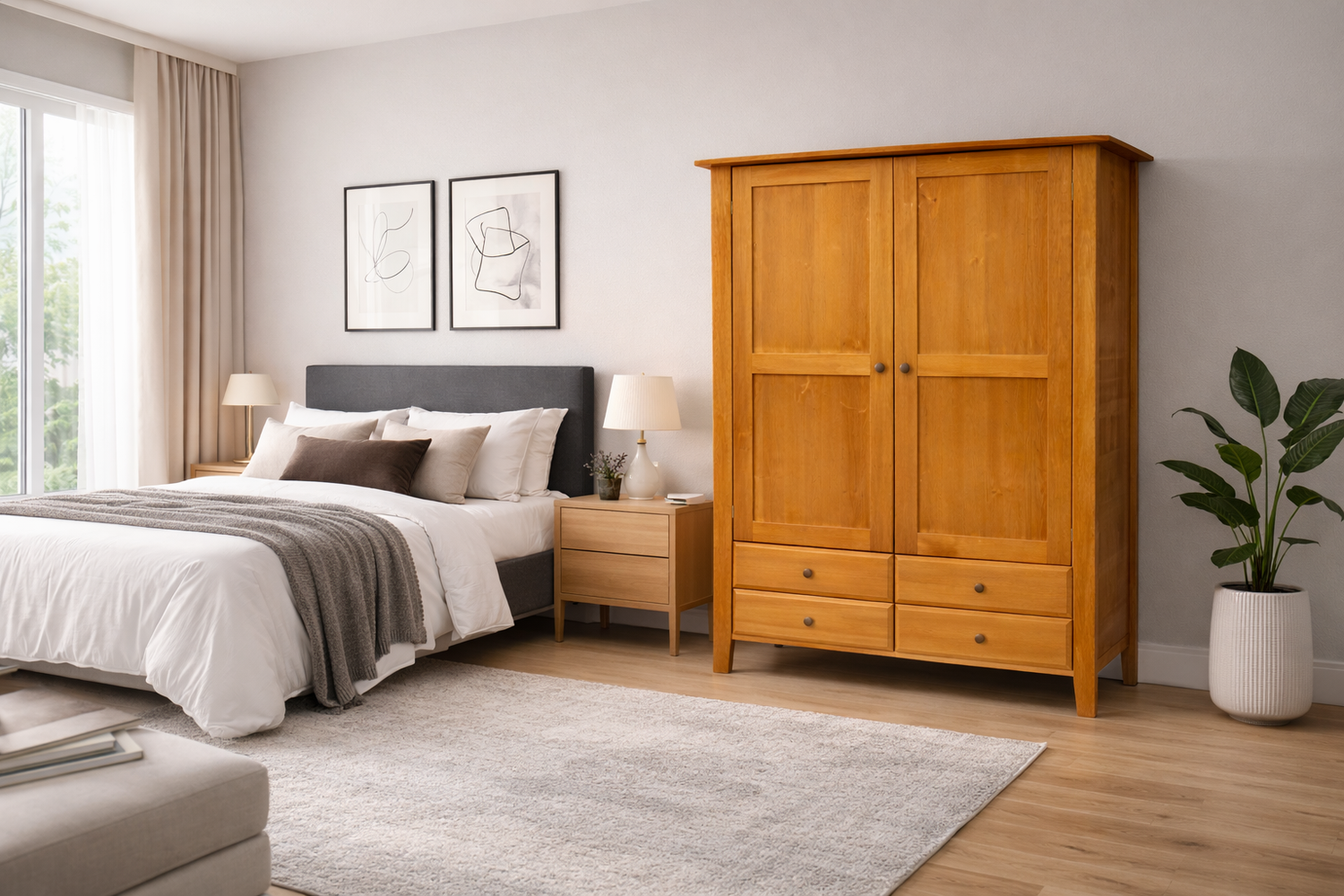 Manilla (AUSSIE MADE) Wardrobe With 2 Doors & 4 Drawers Collection - Assorted Stained Colours
