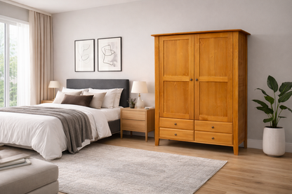 Manilla (AUSSIE MADE) Wardrobe With 2 Doors & 4 Drawers Collection - Assorted Stained Colours