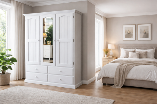 Mudgee (AUSSIE MADE) 3 Door / 4 Drawer Mirror Wardrobe Collection - Assorted Painted Colours