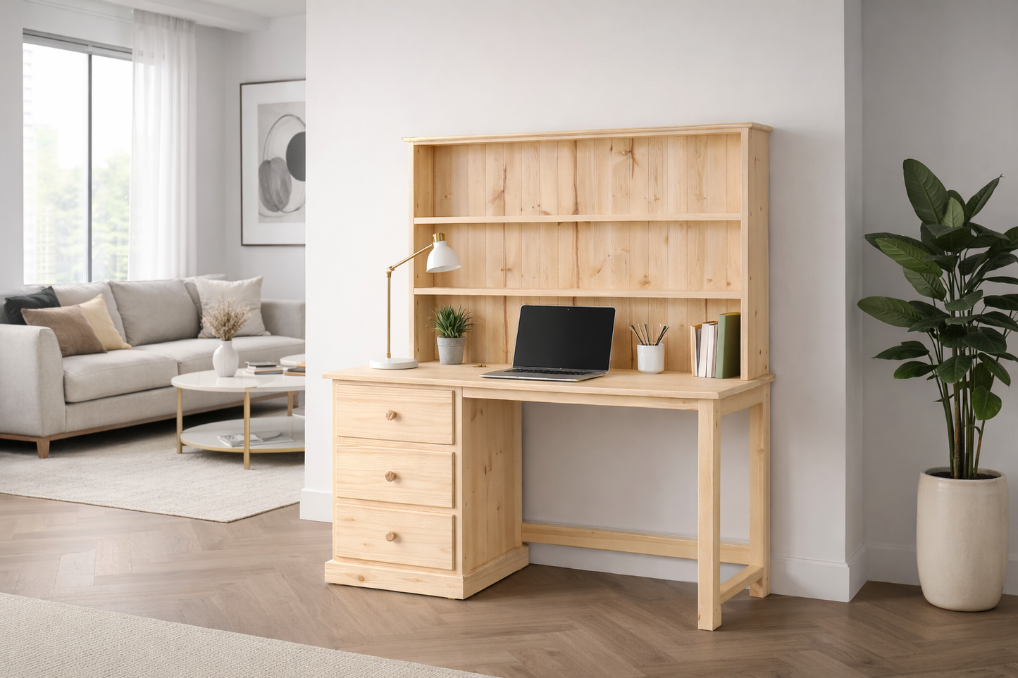 Oxford (AUSSIE MADE) Desk With Hutch Collection - Assorted Stained Colour