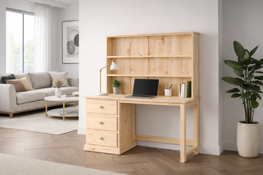 Oxford (AUSSIE MADE) Desk With Hutch Collection - Assorted Stained Colour