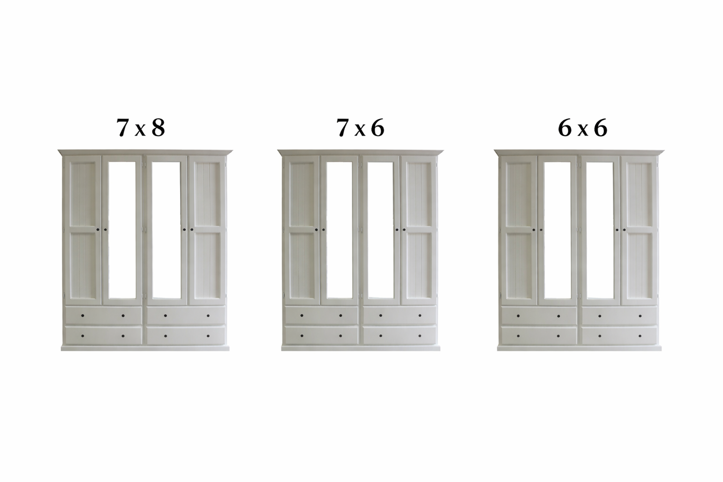 Mudgee (AUSSIE MADE) 2 Piece Wardrobe (3 SECTION) With 4 Door And 4 Drawers Collection - Assorted Painted Colours