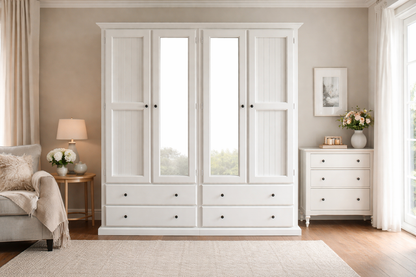 Mudgee (AUSSIE MADE) 2 Piece Wardrobe (3 SECTION) With 4 Door And 4 Drawers Collection - Assorted Painted Colours