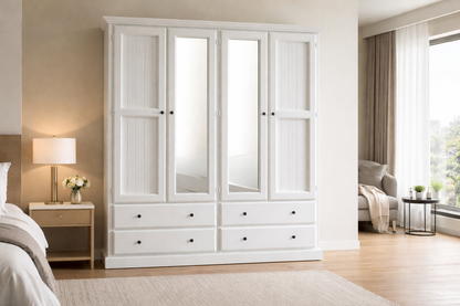 Mudgee (AUSSIE MADE) 2 Piece Wardrobe (3 SECTION) With 4 Door And 4 Drawers Collection - Assorted Painted Colours