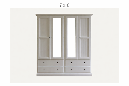 Mudgee (AUSSIE MADE) 2 Piece Wardrobe (3 SECTION) With 4 Door And 4 Drawers Collection - Assorted Painted Colours