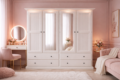 Mudgee (AUSSIE MADE) 2 Piece Wardrobe (3 SECTION) With 4 Door And 4 Drawers Collection - Assorted Painted Colours