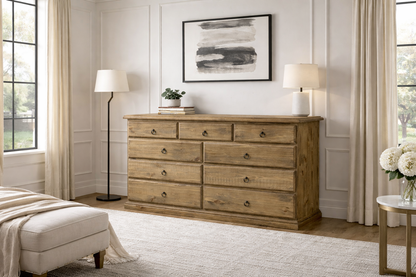 Cronulla (AUSSIE MADE) 9 Drawer Split Top Chest Collection - Assorted Stained Colours