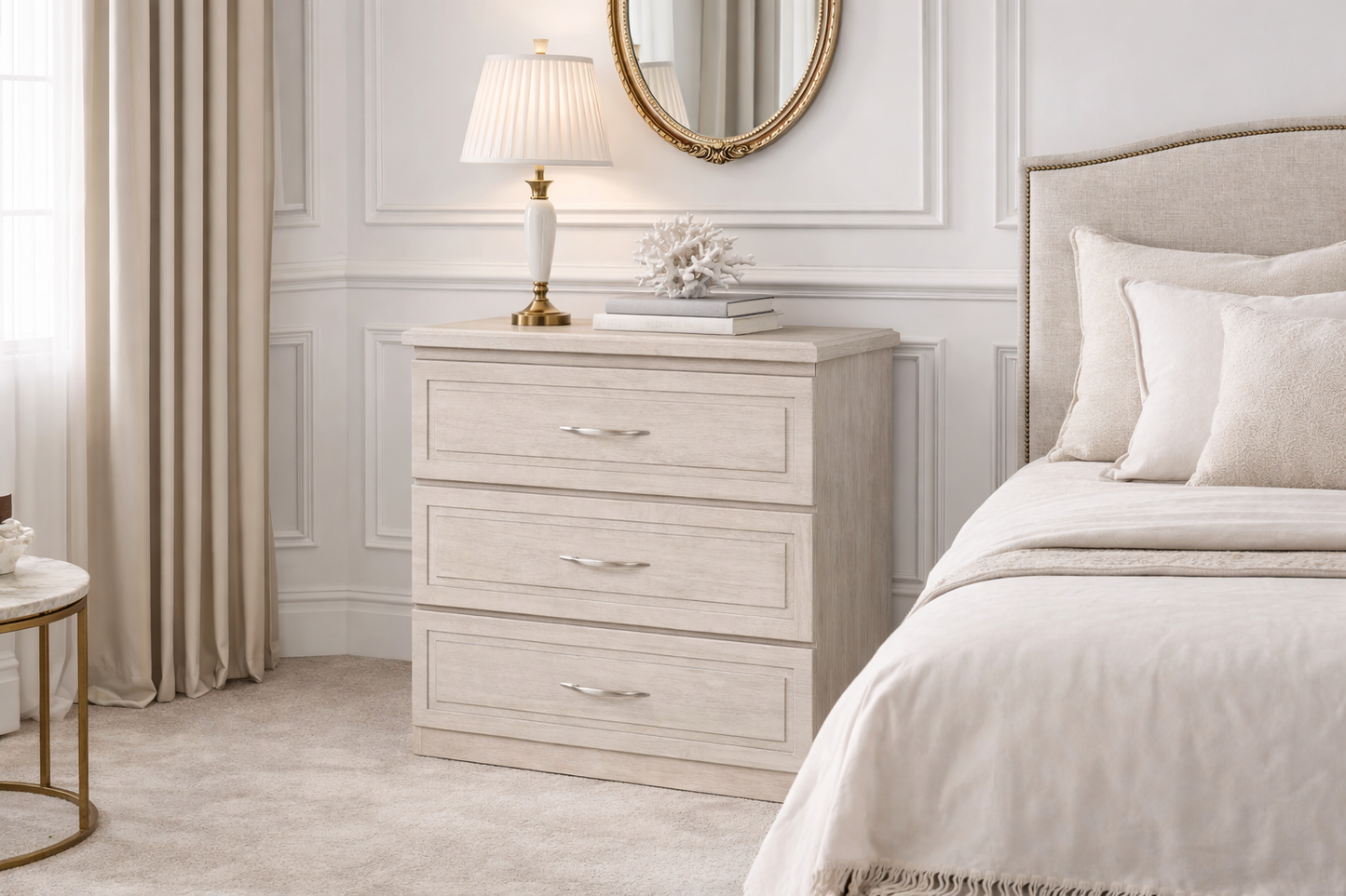 Samira (AUSSIE MADE) 3 Drawer Bedside Table - Assorted Colours