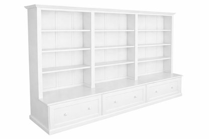 Mudgee (AUSSIE MADE) Bookcase Combo With Pull Out Drawer - 1800(H) X 2700(W) - (3 SECTIONS) Pigeon Paired - Assorted Colours