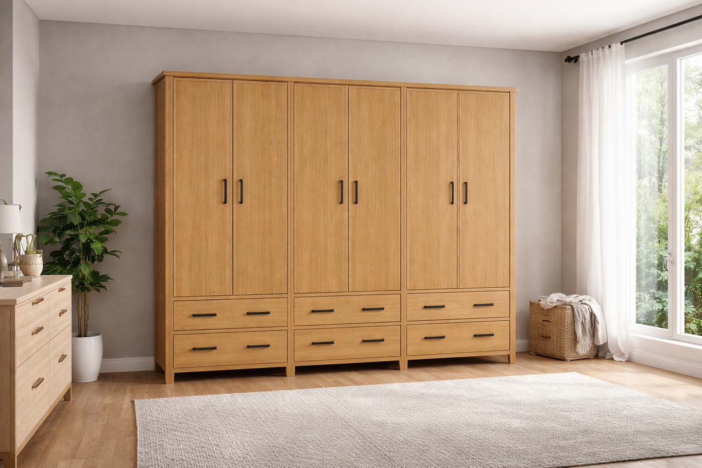 Sydneyside (AUSSIE MADE) 6 Door / 6 Drawer Wardrobe With Picture Frame Doors (4 SECTIONS) Collection - Assorted Stained Colours