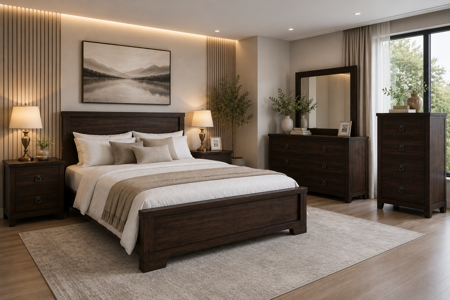 Queen Asida Bed (AUSSIE MADE) - Tassie Oak Combination - Assorted Colours
