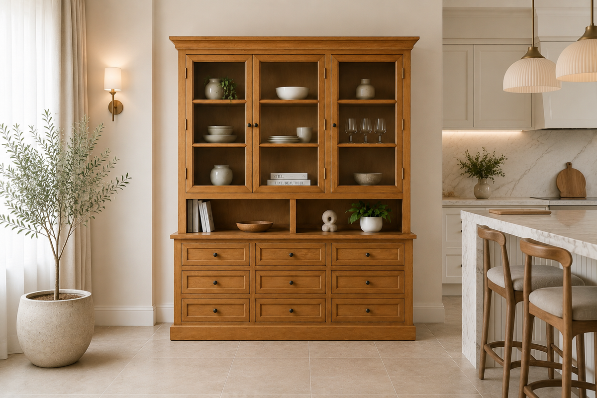 Napoleon (AUSSIE MADE) Buffet & Hutch (DRESSER) Collection - Tassie Oak Combination - Assorted Stained Colours