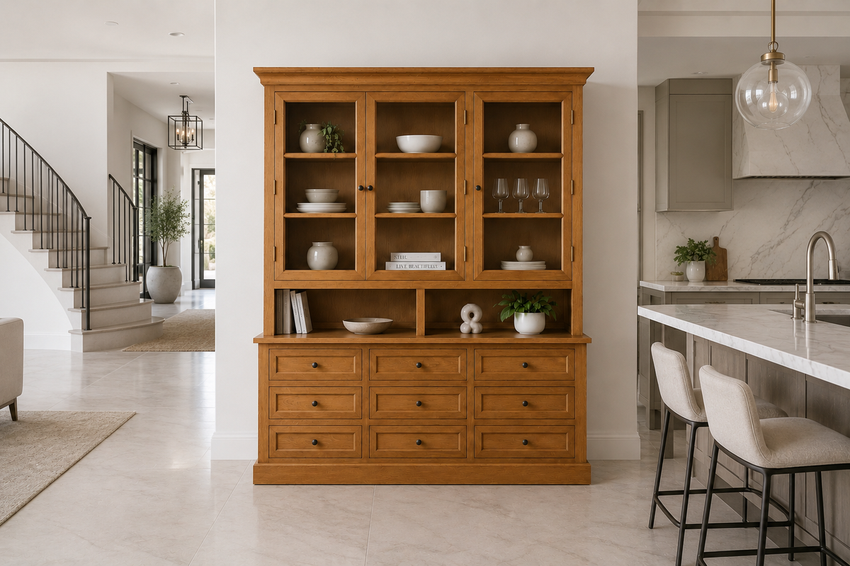 Napoleon (AUSSIE MADE) Buffet & Hutch (DRESSER) Collection - Tassie Oak Combination - Assorted Stained Colours
