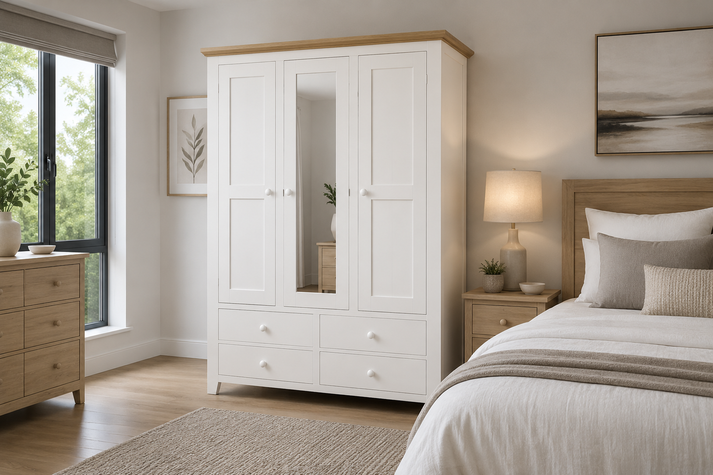 Manilla (AUSSIE MADE) 3 Door & 4 Drawer Flush Mirror Robe Collection - Assorted Painted Colours