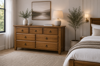 Manilla (AUSSIE MADE) Lowboy With 7 Drawers - 790(H) X 1500(W) - Assorted Colours