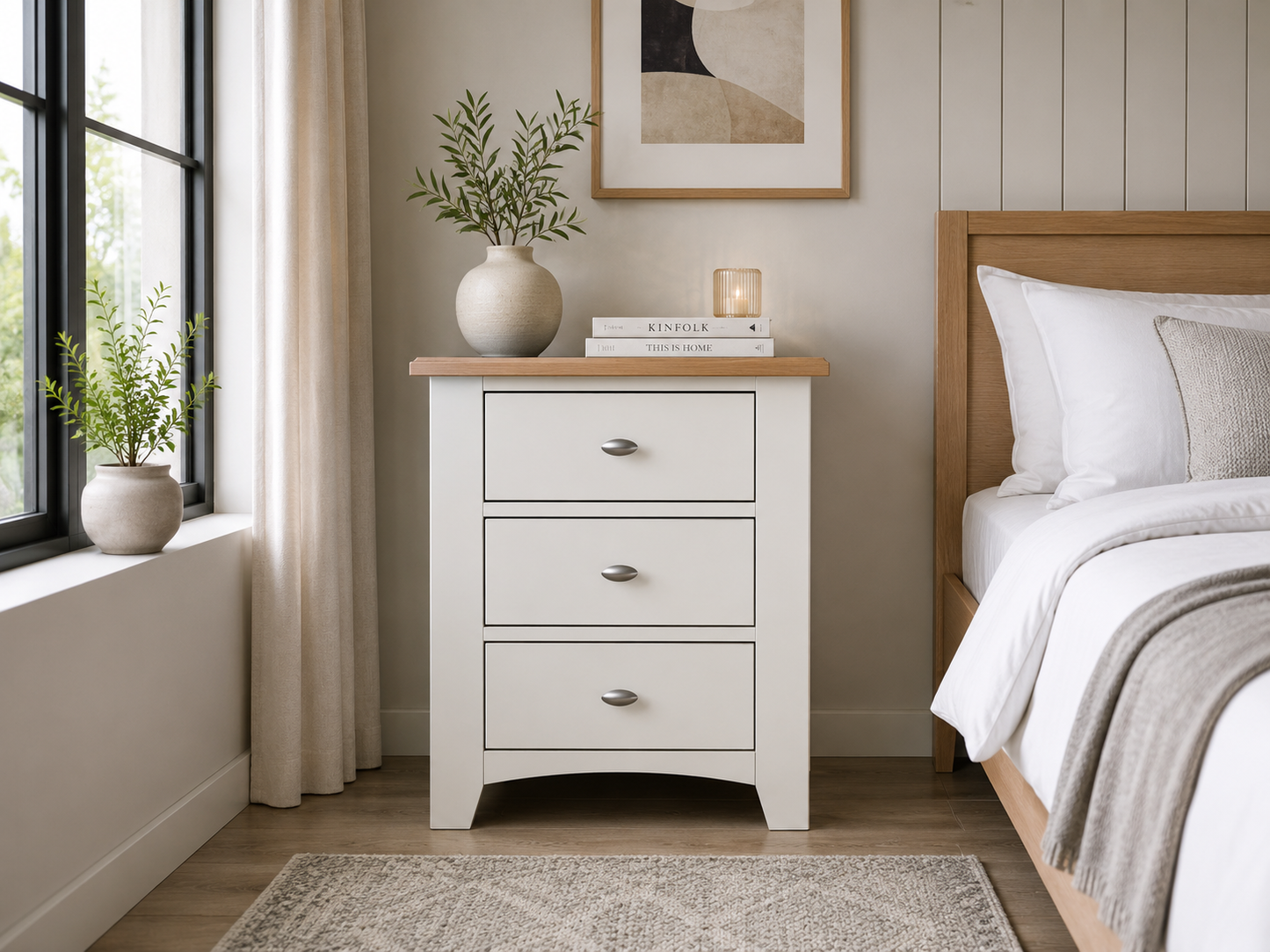 Emmett (AUSSIE MADE) Bedside Table With Manilla Leg Collection - Assorted Stained / Painted Colours