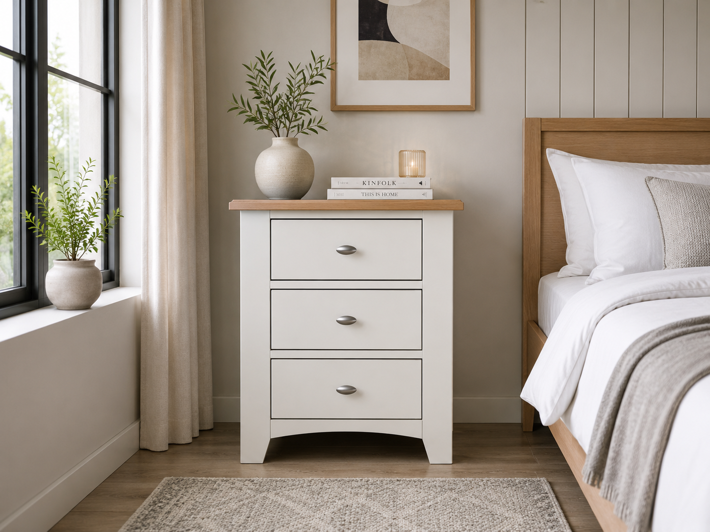 Emmett (AUSSIE MADE) Bedside Table With Manilla Leg Collection - Assorted Stained / Painted Colours