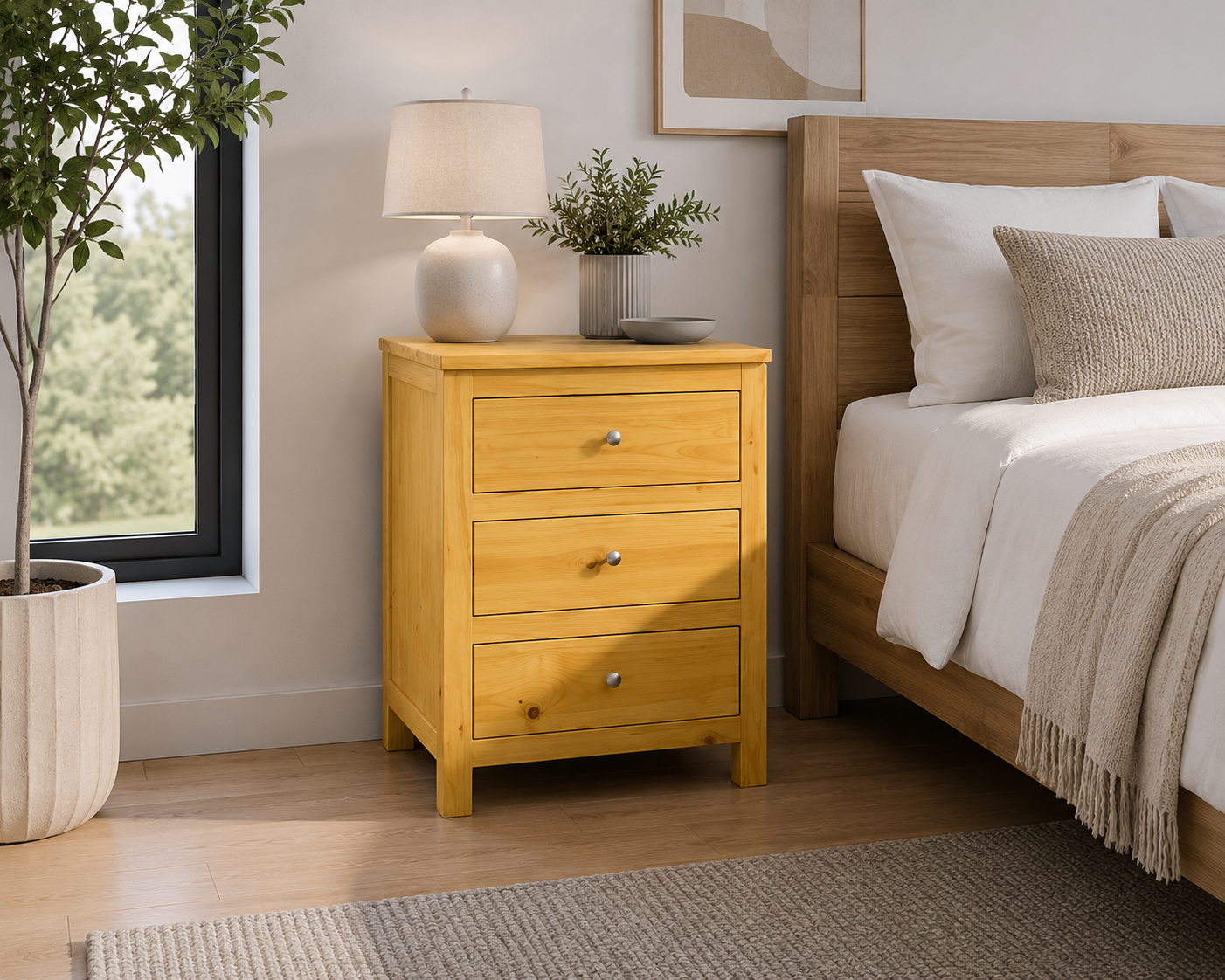 Oliver (AUSSIE MADE) Straight Bedside Table Collection - Assorted Stained Colours