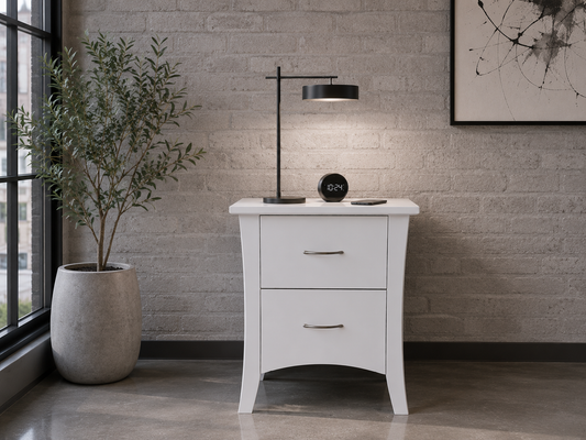 Savannah (MODEL:19-15-8-15) 2 Drawer Bedside Table - 570(H) X 510(W) - White