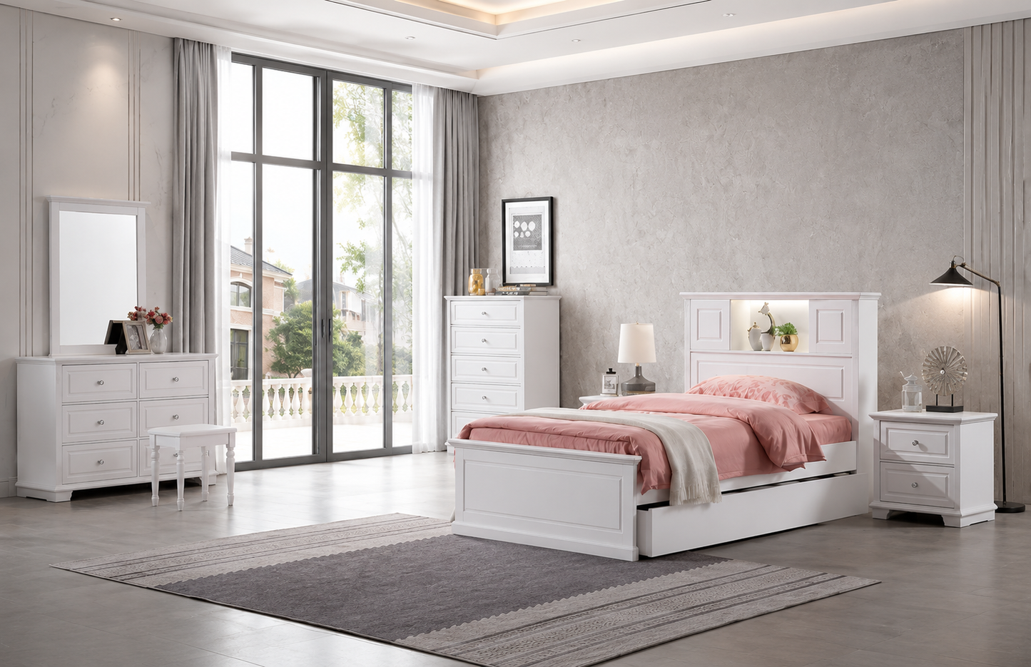 King Single Innovation Front Panel Lift Bed (MODEL:155) - Ivory White