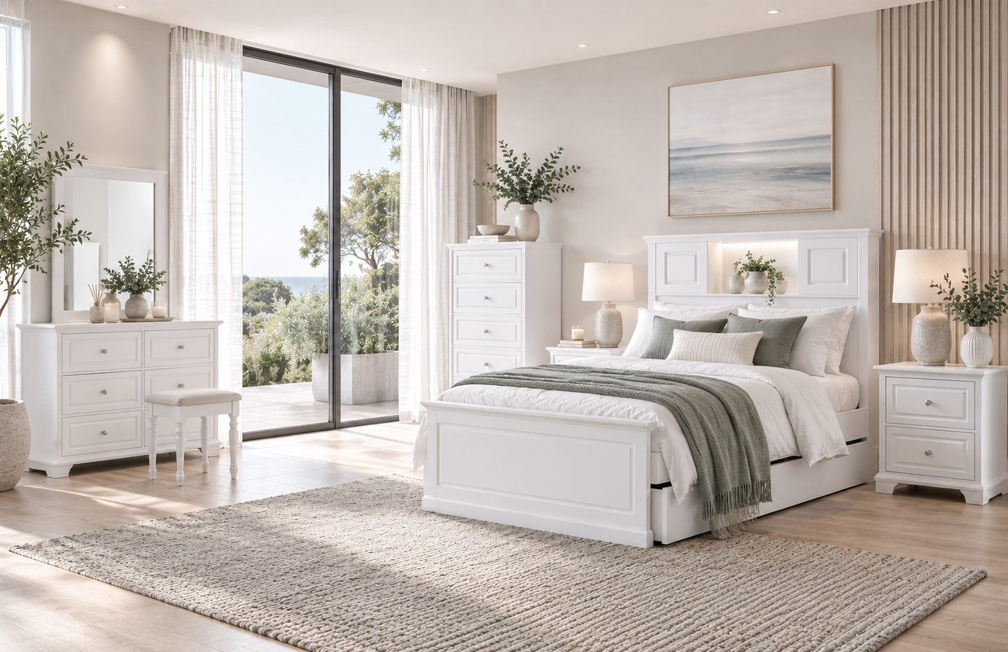 King Single Innovation Front Panel Lift Bed (MODEL:155) - Ivory White