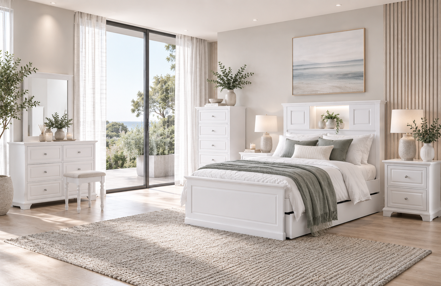 King Single Innovation Front Panel Lift Bed (MODEL:155) - Ivory White