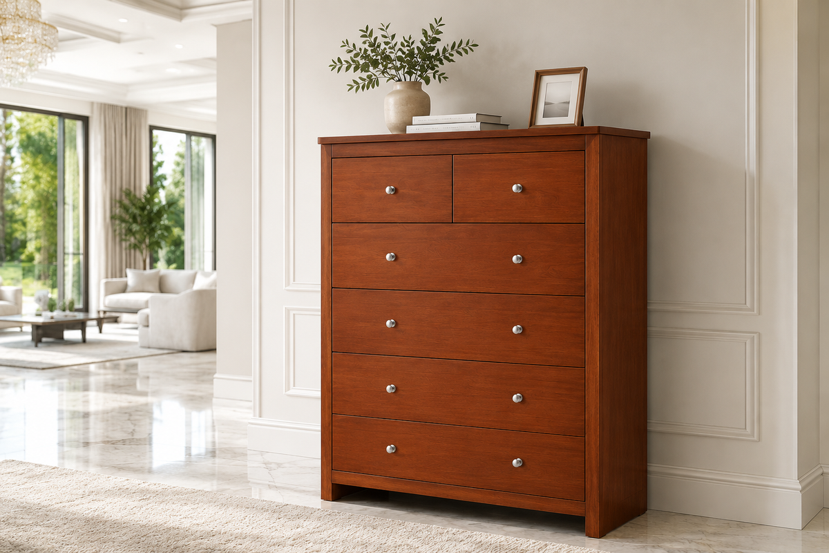 Thomas (AUSSIE MADE) 6 Drawer (2 OVER 4) Tallboy - 1200(H) X 900(W) X 440(D) - Assorted Colours