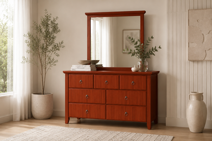 Manilla (AUSSIE MADE) 7 Drawer Dressing Table With Mirror - Assorted Stained Colours