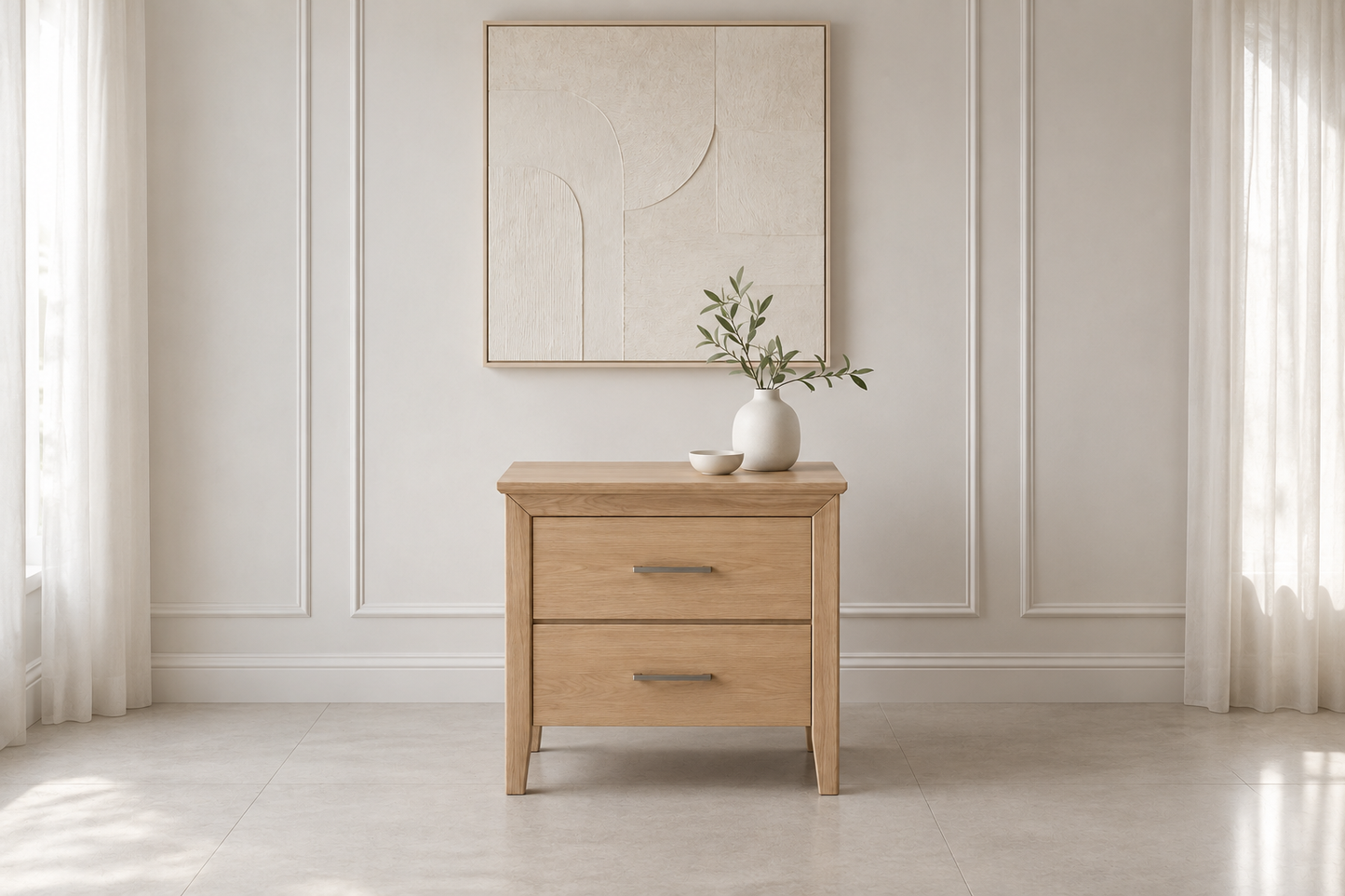 Westhelm (AUSSIE MADE) 2 Drawer Bedside Table - Tassie Oak Combination - Assorted Colours