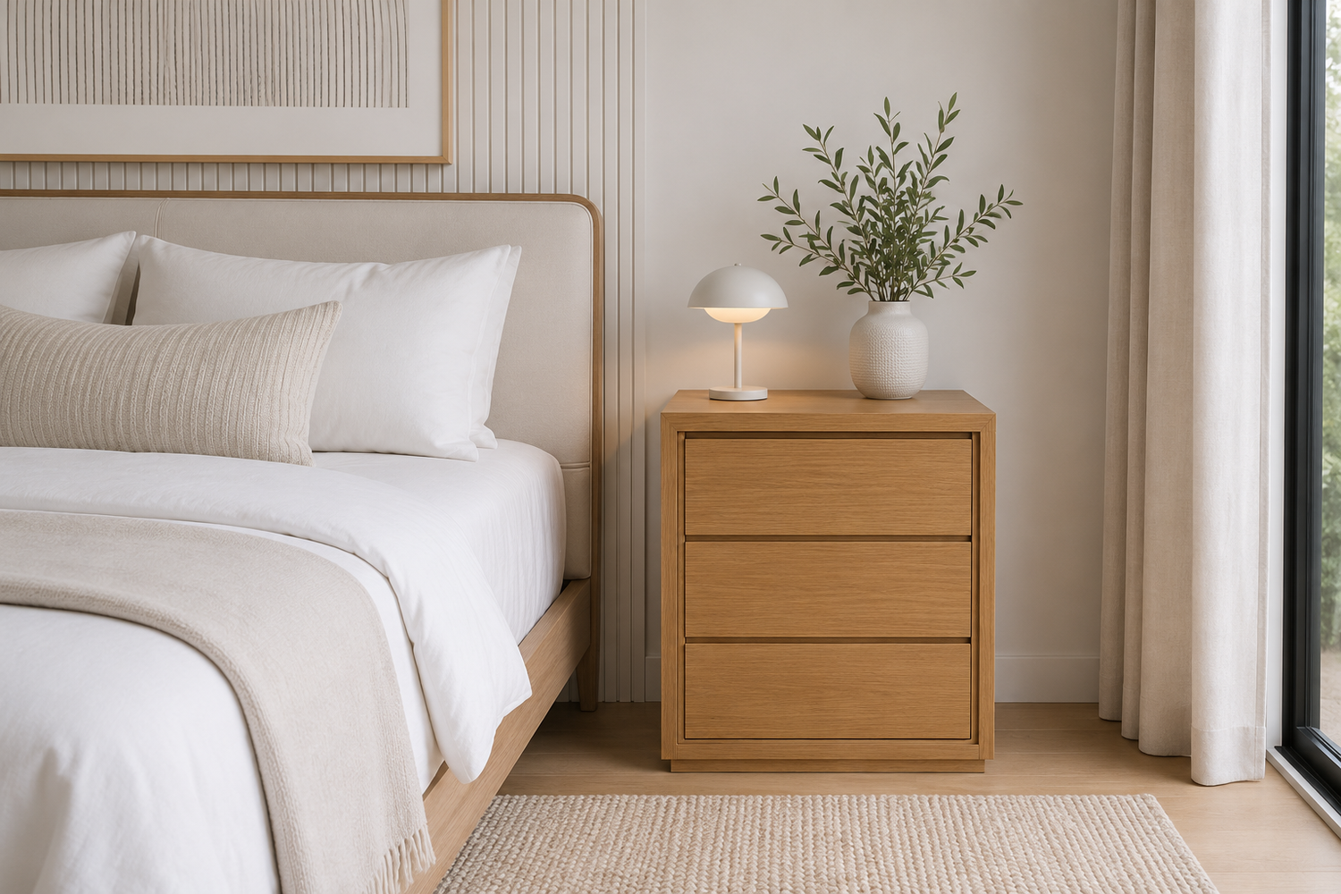 Jackie (AUSSIE MADE) Bedside Table With Floating Base Collection - Tassie Oak Combination - Assorted Stained Colours