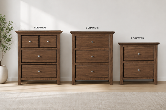 Jasper (AUSSIE MADE) Bedside Table Collection - Tassie Oak Combination - Assorted Stained Colours