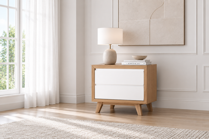 Trovato (AUSSIE MADE) Bedside Table With Extension Runners - Tassie Oak Combination - Assorted Colours