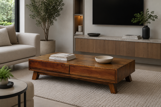 Eureka (AUSSIE MADE) 2 Drawer Coffee Table Collection - Assorted Stained Colours