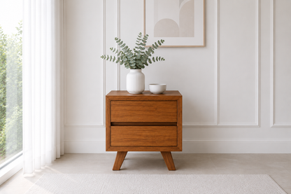 Susan (AUSSIE MADE) 2 Drawers Bedside Table - Tassie Oak Combination - Assorted Colours