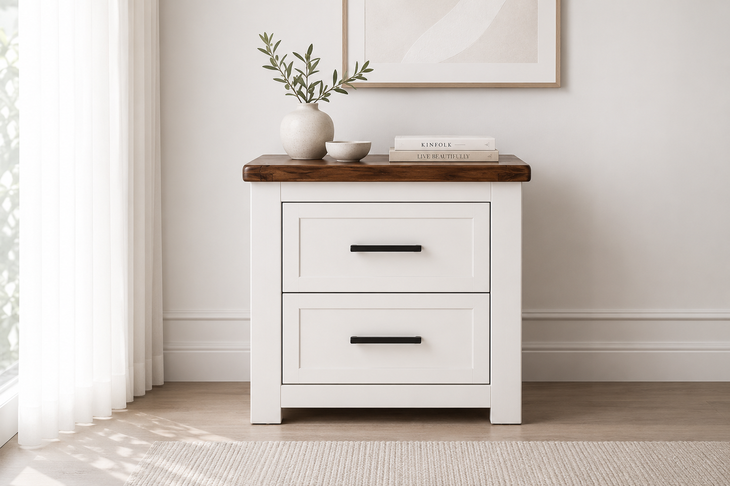 Epcot (AUSSIE MADE) 2 Drawer Bedside Table - 645(H) X 580(W) - Assorted Painted Colours