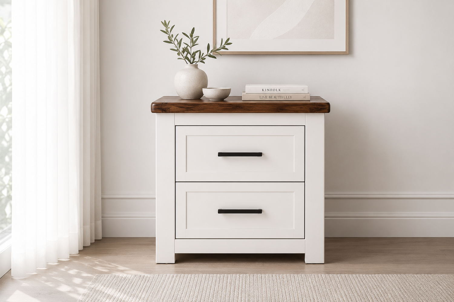 Epcot (AUSSIE MADE) 2 Drawer Bedside Table - 645(H) X 580(W) - Assorted Painted Colours
