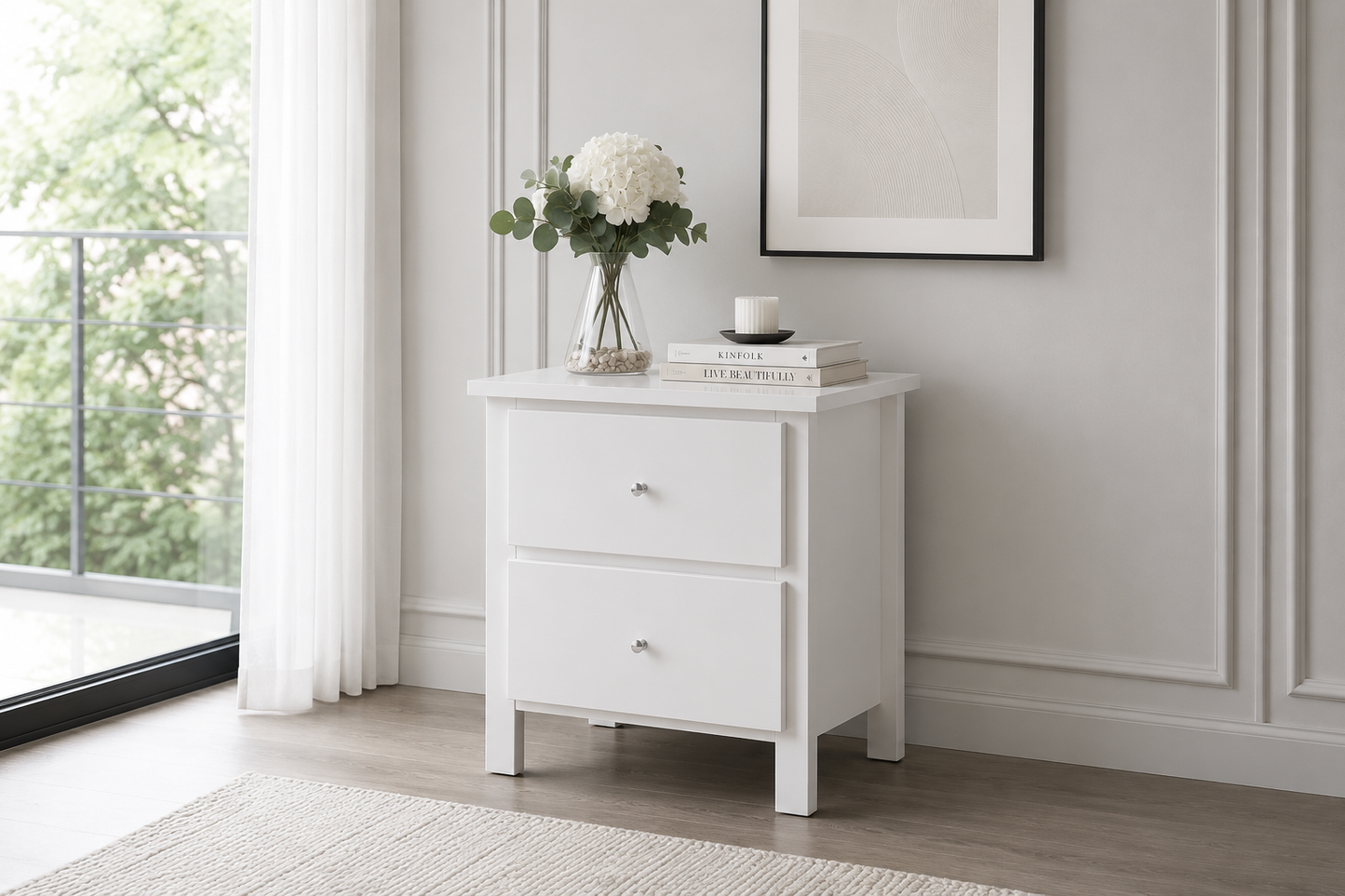 Empress (AUSSIE MADE) 2 Drawer Bedside Table With Extension Runners - 700(H) X 550(W) - Assorted Colours