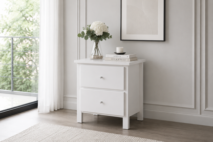 Empress (AUSSIE MADE) 2 Drawer Bedside Table With Extension Runners - 700(H) X 550(W) - Assorted Colours