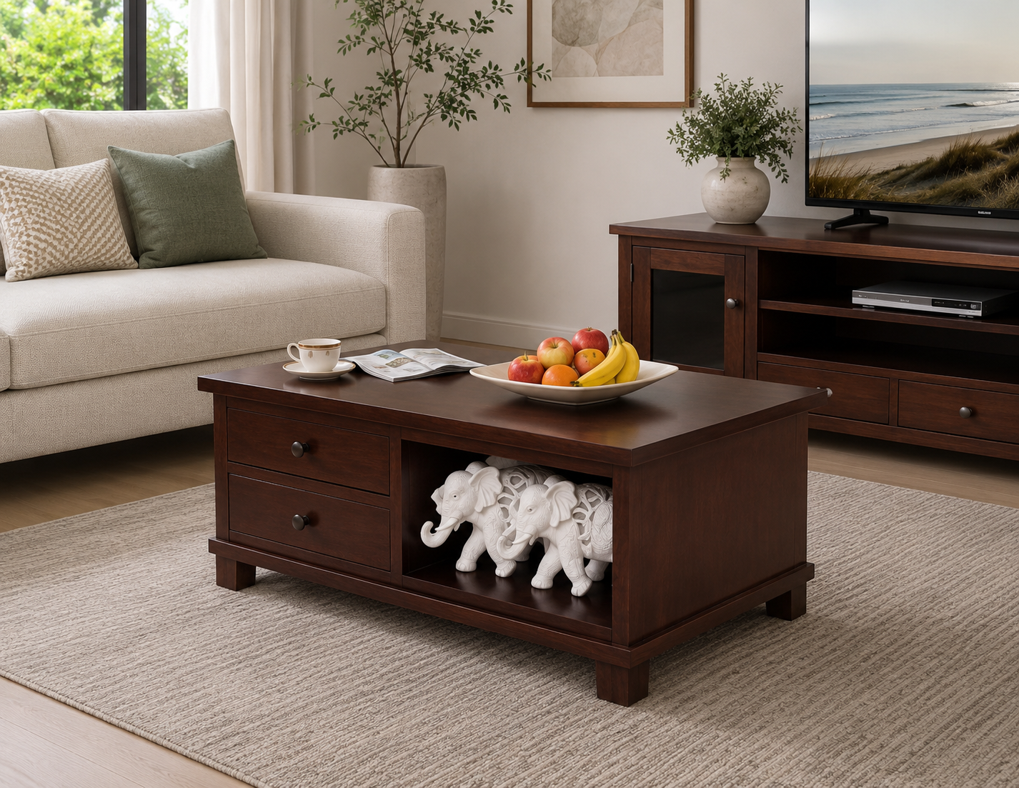 James (AUSSIE MADE) Coffee Table With 2 Drawers - 1200(W) X 700(D)- (TASSIE OAK) - Assorted Colours