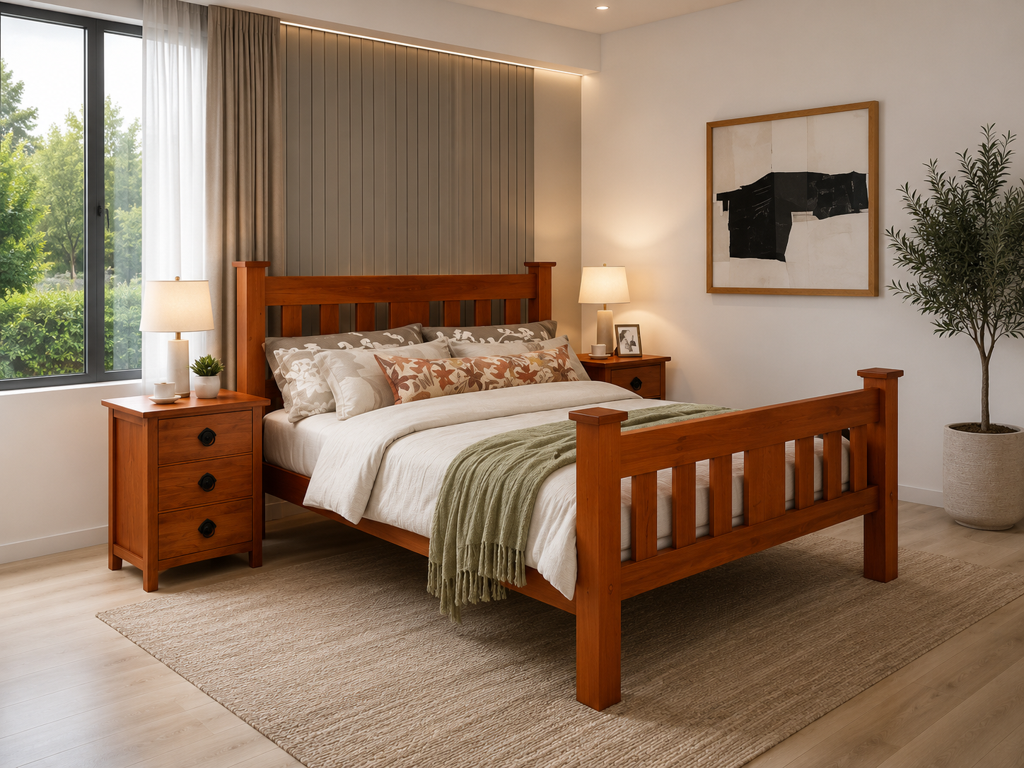 Queen Madaline (AUSSIE MADE) Bed Only - Assorted Stained Colours