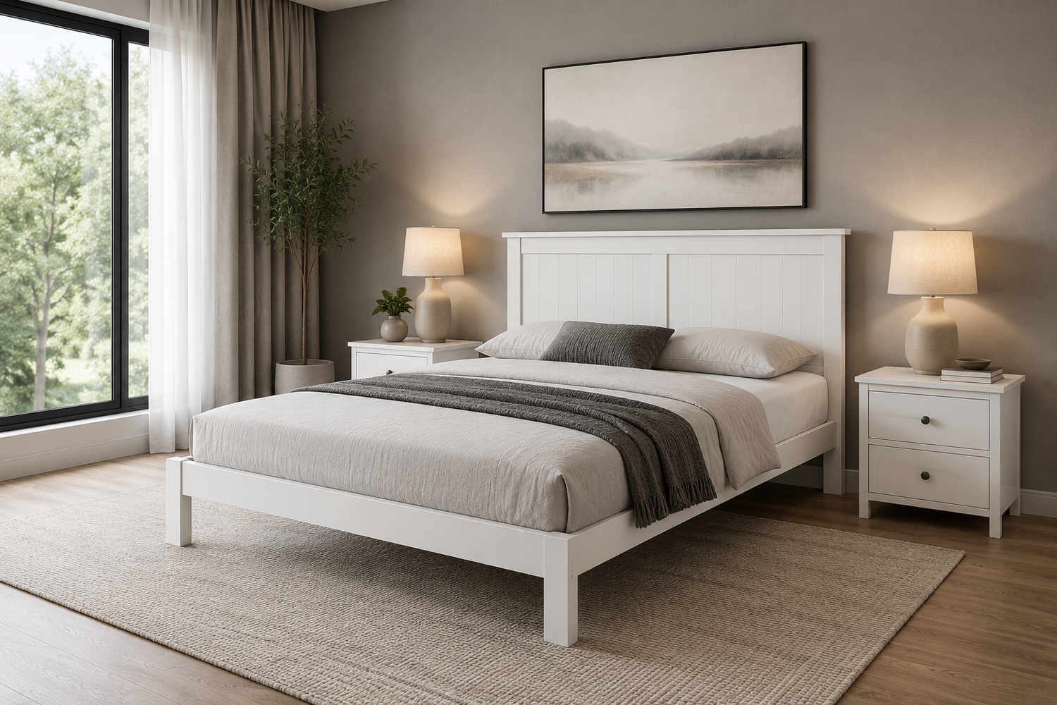 King Lillia (AUSSIE MADE) Panel Bed With Dooner Foot - Assorted Colours