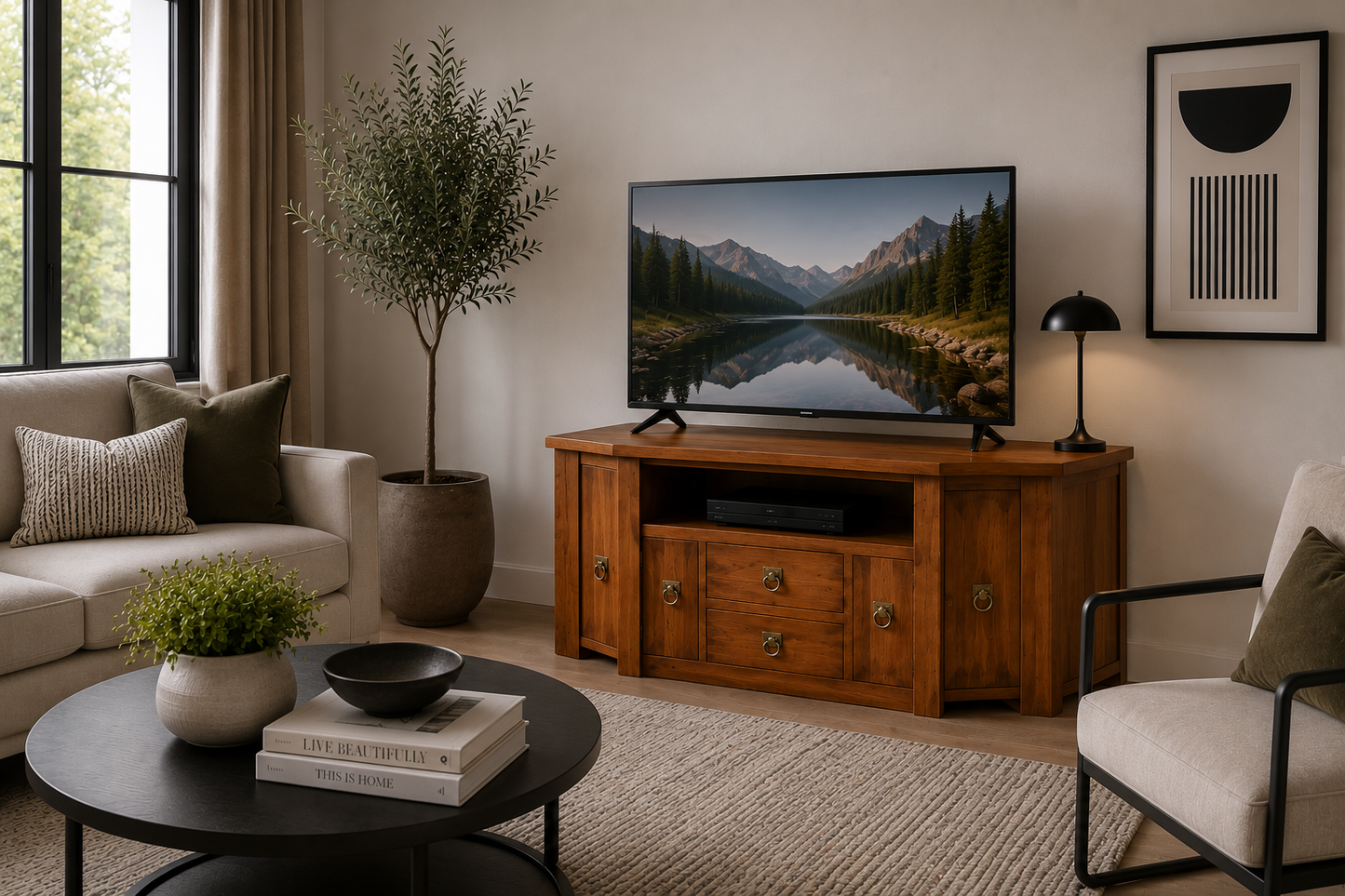 Kimberley (AUSSIE MADE) Corner TV Unit With Drawer Collection - Assorted Stained Colours
